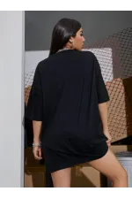 Baskılı Oversize T-shirt - Siyah Baskılı Oversize T-shirt - Siyah