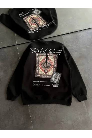 Bisiklet Yaka Baskılı SweatShirt - Siyah Bisiklet Yaka Baskılı SweatShirt - Siyah