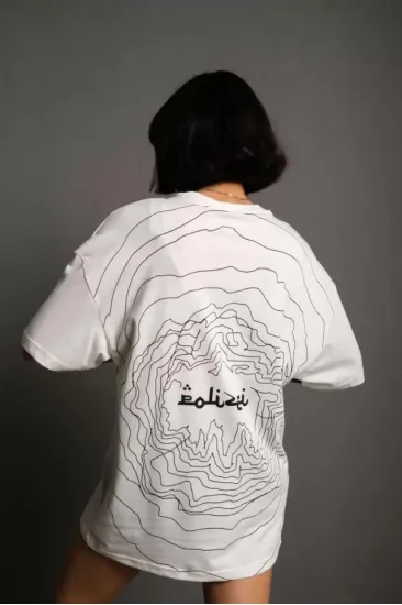 Bisiklet Yakalı Sırt Baskılı Oversize T-Shirt - Beyaz Bisiklet Yakalı Sırt Baskılı Oversize T-Shirt - Beyaz