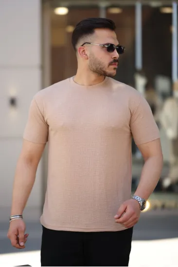 Erkek Ağaç Kabuğu Desenli Kısa Kollu T-shirt Erkek Ağaç Kabuğu Desenli Kısa Kollu T-shirt