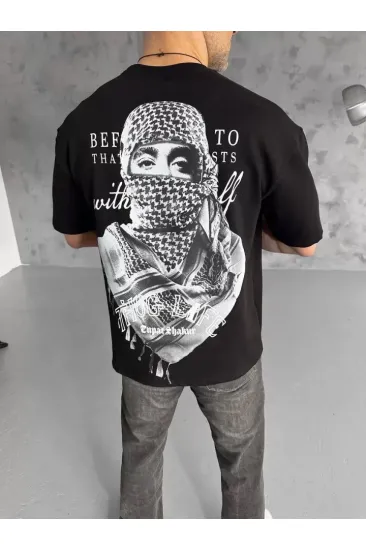 Unisex Baskılı Oversize T-Shirt - Siyah Unisex Baskılı Oversize T-Shirt - Siyah