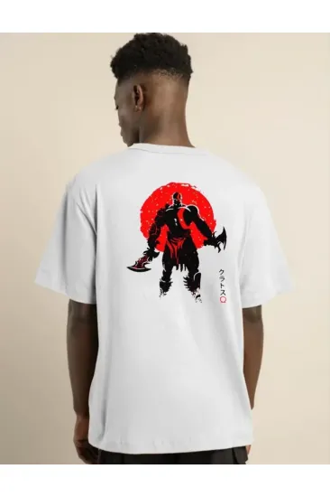 Unisex Bisiklet Yaka Baskılı Oversize T-Shirt - Beyaz Unisex Bisiklet Yaka Baskılı Oversize T-Shirt - Beyaz