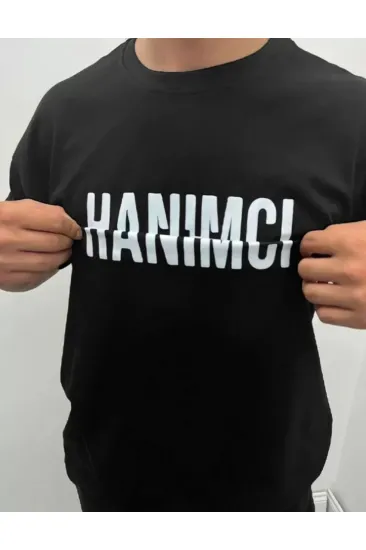 Unisex Bisiklet Yaka Katlanan Baskılı T-Shirt - Siyah Unisex Bisiklet Yaka Katlanan Baskılı T-Shirt - Siyah
