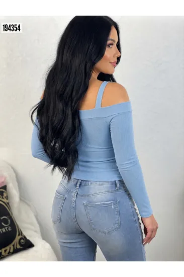 Kadın Uzun Kollu Madonna Yaka Askılı Krop Kaşkorse Bluz Kadın Uzun Kollu Madonna Yaka Askılı Krop Kaşkorse Bluz