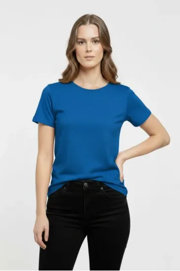 T-Shirt Bisiklet Yaka Slim Fit Likralı Tişört Günlük Basic Body - İndigo T-Shirt Bisiklet Yaka Slim Fit Likralı Tişört Günlük Basic Body - İndigo