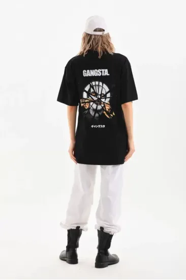 Unisex Baskılı Oversize T-Shirt - Siyah Unisex Baskılı Oversize T-Shirt - Siyah