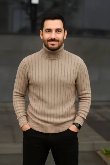 Erkek Fitilli Triko Kazak 2li Set Bej Siyah Regular Balıkcı Yaka Tam Boğazlı Triko Seti Modeli Kazak Erkek Fitilli Triko Kazak 2li Set Bej Siyah Regular Balıkcı Yaka Tam Boğazlı Triko Seti Modeli Kazak