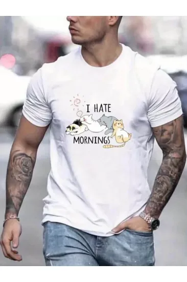 Unisex Baskılı Oversize T-Shirt - Beyaz Unisex Baskılı Oversize T-Shirt - Beyaz