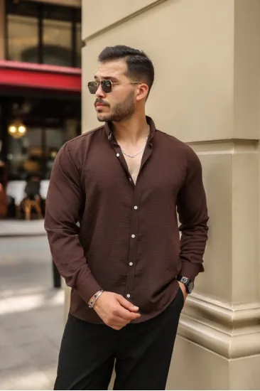 Erkek Uzun Kollu Beyaz Düğmeli Pera Keten Gömlek Erkek Uzun Kollu Beyaz Düğmeli Pera Keten Gömlek