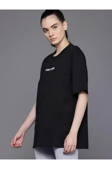 Baskılı Oversize T-shirt - Siyah
