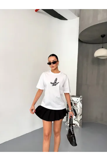 Kısa Kol Baskılı T-shirt - Beyaz Kısa Kol Baskılı T-shirt - Beyaz