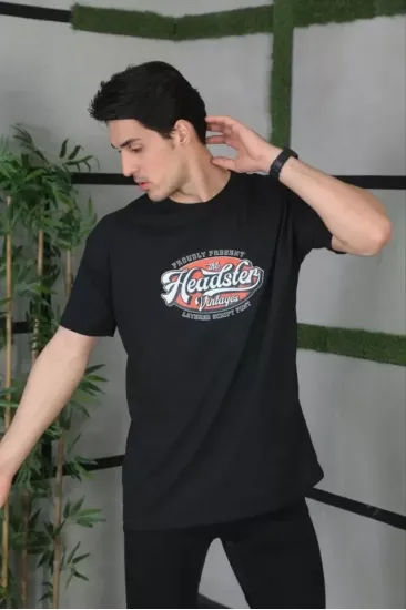 Unisex Baskılı Oversize T-Shirt - Siyah Unisex Baskılı Oversize T-Shirt - Siyah