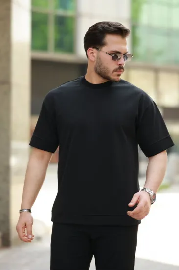 Erkek Basic Oversize Double Face Kumaş Kısa Kollu Tshirt Erkek Basic Oversize Double Face Kumaş Kısa Kollu Tshirt