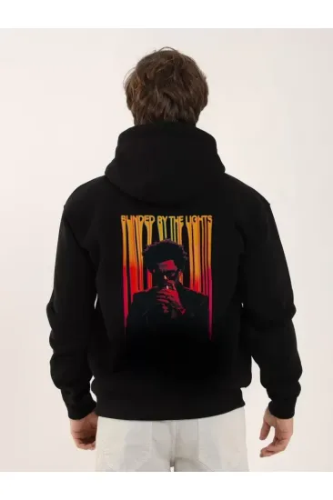 Unisex Baskılı Oversize Üç İplik Kapüşonlu Sweatshirt - Siyah Unisex Baskılı Oversize Üç İplik Kapüşonlu Sweatshirt - Siyah