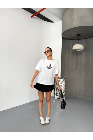 Kısa Kol Baskılı T-shirt - Beyaz Kısa Kol Baskılı T-shirt - Beyaz