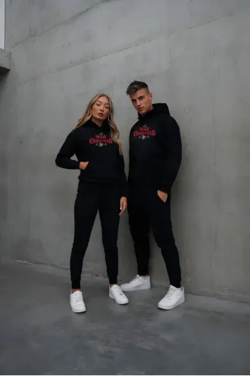 Yılbaşı Merry Christmas Baskılı Oversize Kapüşonlu Sweatshirt Hoodie - Siyah Yılbaşı Merry Christmas Baskılı Oversize Kapüşonlu Sweatshirt Hoodie - Siyah