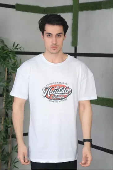 Unisex Baskılı Oversize T-Shirt - Beyaz Unisex Baskılı Oversize T-Shirt - Beyaz