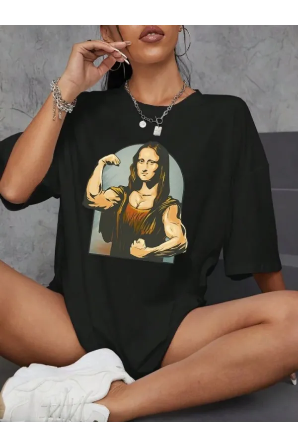 Baskılı Oversize T-shirt - Siyah Baskılı Oversize T-shirt - Siyah