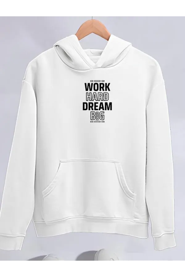 Kışlık Üç İplik Kapşonlu SweatShirt - Beyaz Kışlık Üç İplik Kapşonlu SweatShirt - Beyaz