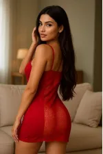 Kadın Kırmızı Dantelli Sırt Tasarımlı İnce Askılı Mini Gecelik Kadın Kırmızı Dantelli Sırt Tasarımlı İnce Askılı Mini Gecelik