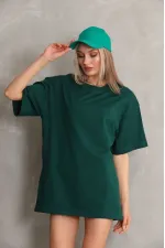 Kadın Regular Fit Tişört Bisiklet Yaka Yazlık Kısa Kol Basıc T-Shirt - Yeşil