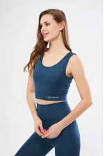 Kolsuz Sporcu Baskılı Crop - Turkuaz Kolsuz Sporcu Baskılı Crop - Turkuaz
