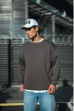 Erkek Bisiklet Yaka 3 iplik Pamuklu Basic SweatShirt - Antrasit Erkek Bisiklet Yaka 3 iplik Pamuklu Basic SweatShirt - Antrasit