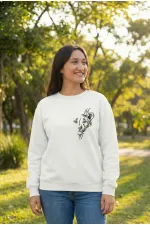 Sevgililer Gününe Baskılı Oversize Bisiklet Yaka Sweatshirt - Beyaz Sevgililer Gününe Baskılı Oversize Bisiklet Yaka Sweatshirt - Beyaz