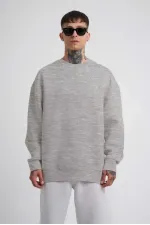 ERKEK Bisikilet Yaka 3 İplik Pamuklu SweatShirt - Gri ERKEK Bisikilet Yaka 3 İplik Pamuklu SweatShirt - Gri