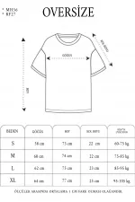 Kadın Bisiklet Yaka Baskılı Kısa kol Oversize T-Shirt - Siyah Kadın Bisiklet Yaka Baskılı Kısa kol Oversize T-Shirt - Siyah