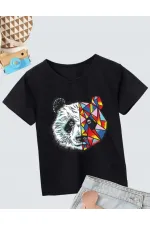Unisex Çocuk Baskılı T-Shirt - Siyah Unisex Çocuk Baskılı T-Shirt - Siyah