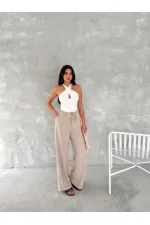 Kadın Ayrobin Oversize Kadın Pantalon - Bej