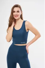 Kolsuz Sporcu Baskılı Crop - Turkuaz Kolsuz Sporcu Baskılı Crop - Turkuaz