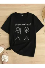 Kadın T-Shirt "I've Got Your Back" Basklı tişört - Siyah Kadın T-Shirt "I've Got Your Back" Basklı tişört - Siyah