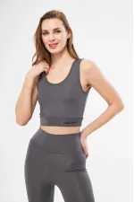 Kolsuz Dalgiç Baskılı Crop - Füme