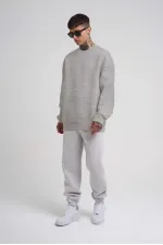 ERKEK Bisikilet Yaka 3 İplik Pamuklu SweatShirt - Gri ERKEK Bisikilet Yaka 3 İplik Pamuklu SweatShirt - Gri