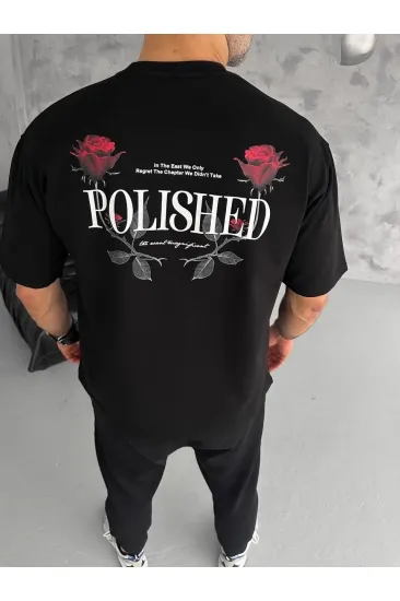 Erkek Kısa Kol Yazlık Tişört Bisiklet Yaka Baskılı Oversize T-Shirt - Siyah Erkek Kısa Kol Yazlık Tişört Bisiklet Yaka Baskılı Oversize T-Shirt - Siyah