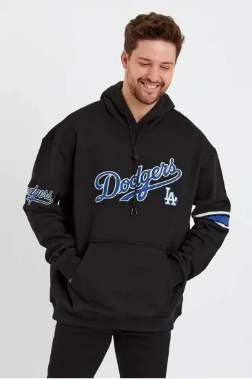 Erkek 3 İplik Pamuklu Kapüşonlu Baskılı Cepli Oversize Sweatshirt Hoodie - Siyah Erkek 3 İplik Pamuklu Kapüşonlu Baskılı Cepli Oversize Sweatshirt Hoodie - Siyah