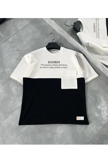ERKEK Tişört Torba Cepli Parçalı Kısa Kol T-Shirt - iyah ERKEK Tişört Torba Cepli Parçalı Kısa Kol T-Shirt - iyah