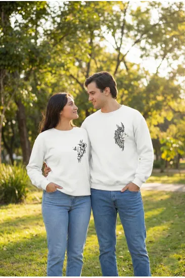 Sevgililer Günü Baskılı Oversize Bisiklet Yaka Sweatshirt - Beyaz Sevgililer Günü Baskılı Oversize Bisiklet Yaka Sweatshirt - Beyaz