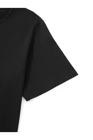 Erkek Tişört Palmiye Baskılı Bisiklet Yaka Kısa Kol Yazlık T-shirt - Siyah