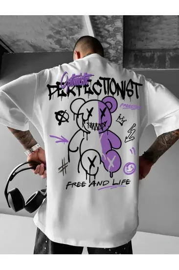 Erkek Tişört Baskılı Bisiklet Yaka Kısa kol t-shirt - Beyaz Erkek Tişört Baskılı Bisiklet Yaka Kısa kol t-shirt - Beyaz