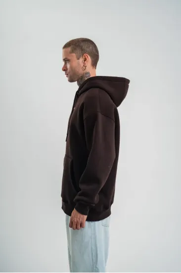 Erkek Nakışlı Kapüşonlu Oversize 3 İplik Pamuklu SweatShirt Hoodie - Siyah Erkek Nakışlı Kapüşonlu Oversize 3 İplik Pamuklu SweatShirt Hoodie - Siyah