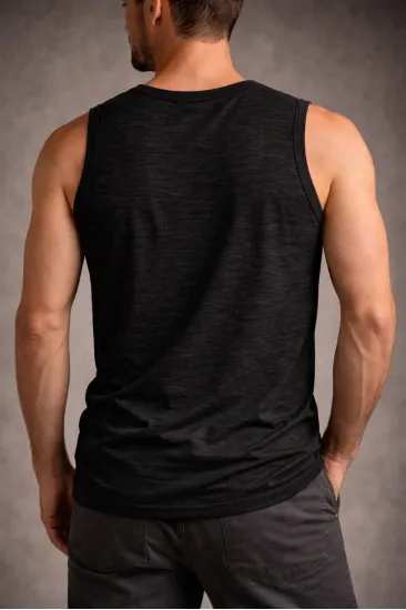 Erkek Flamlı Kumaş Kolsuz Atlet Günlük Fitness Spor T-Shirt - Siyah Erkek Flamlı Kumaş Kolsuz Atlet Günlük Fitness Spor T-Shirt - Siyah