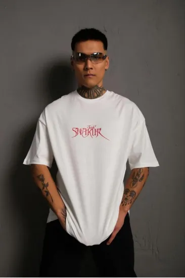Erkek Baskılı T-Shirt Oversize Kısa kol Bisiklet yaka tişort - Beyaz Erkek Baskılı T-Shirt Oversize Kısa kol Bisiklet yaka tişort - Beyaz