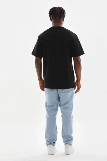 Erkek Baskılı T-Shirt Kısa Kol Bisiklet Yaka Rahat Kalıp Tişört - Siyah Erkek Baskılı T-Shirt Kısa Kol Bisiklet Yaka Rahat Kalıp Tişört - Siyah