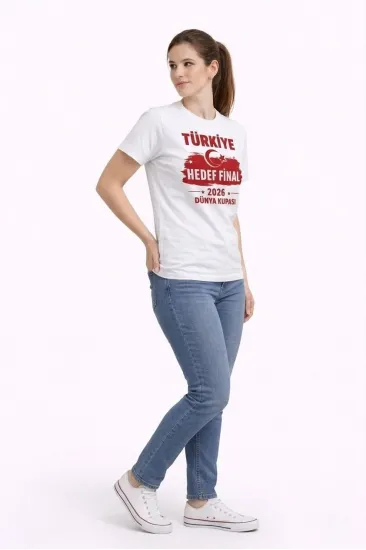 Kadın TÜRKİYE Baskılı Tişört Ay Yıldız 2026 Dünya Kupası Taraftar Forma T-Shirt - Beyaz Kadın TÜRKİYE Baskılı Tişört Ay Yıldız 2026 Dünya Kupası Taraftar Forma T-Shirt - Beyaz