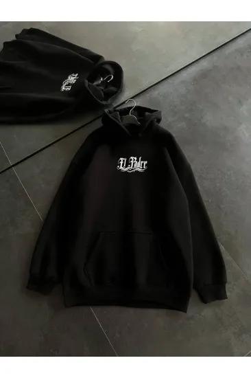 Kadın Oversize Kapüşonlu Cepli Baskılı 3 İplik Pamuklu Hoodie Sweatshirt - Siyah Kadın Oversize Kapüşonlu Cepli Baskılı 3 İplik Pamuklu Hoodie Sweatshirt - Siyah