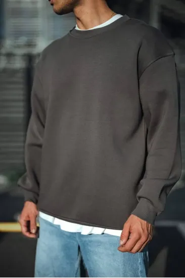 Erkek Bisiklet Yaka 3 iplik Pamuklu Basic SweatShirt - Antrasit Erkek Bisiklet Yaka 3 iplik Pamuklu Basic SweatShirt - Antrasit