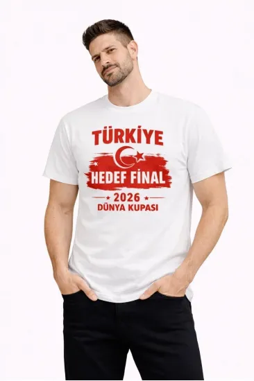 Erkek TÜRKİYE Baskılı Tişört Ay Yıldız 2026 Dünya Kupası Taraftar Forma T-Shirt - Beyaz Erkek TÜRKİYE Baskılı Tişört Ay Yıldız 2026 Dünya Kupası Taraftar Forma T-Shirt - Beyaz